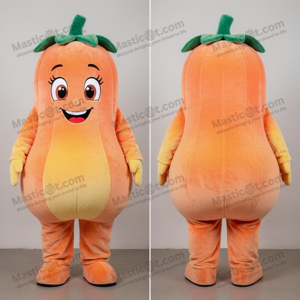 Kulatá kostýmová maskot dýně v krémově broskvové barvě -