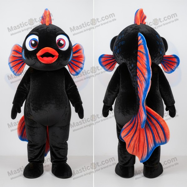 Black velvety betta fish mascot - Masticot.com