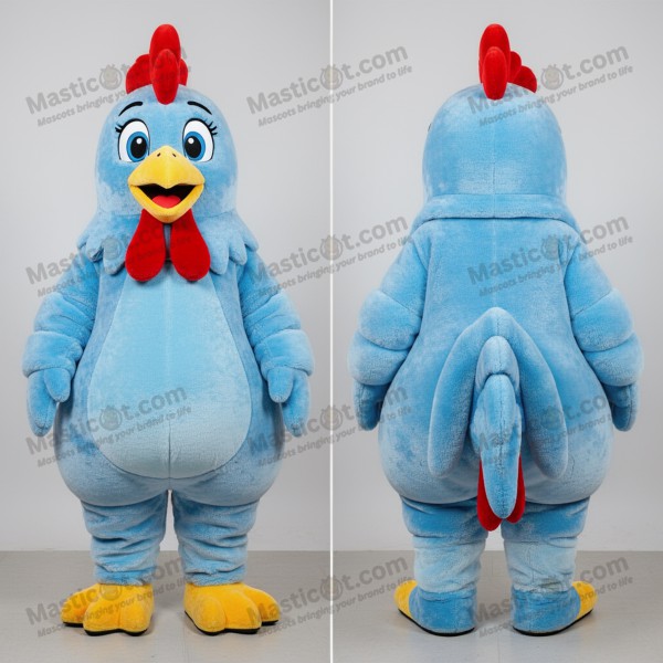 Sky blue feathered roosters mascot - Masticot.com