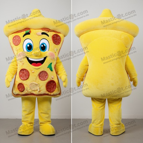 Lemon yellow cheerful pizza slice mascot - Masticot.com