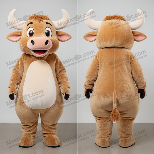 Tan velvety zebu mascot - Masticot.com