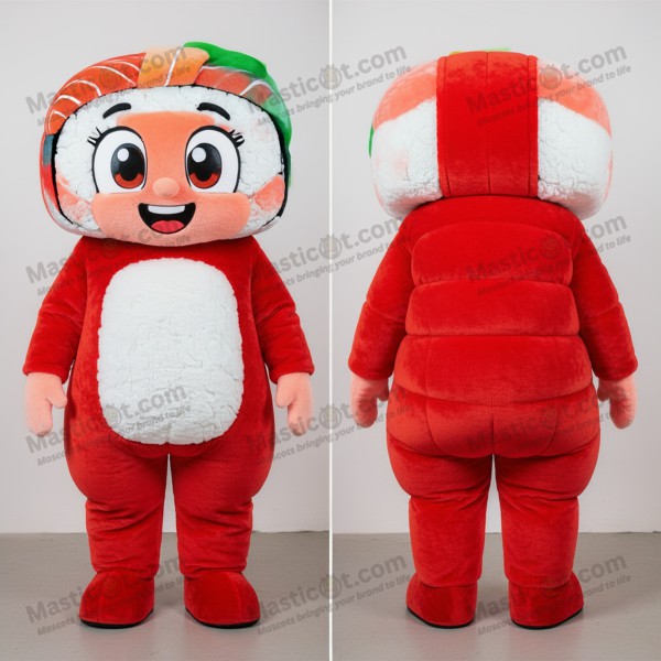 Rød fløyelsaktig sushi-maskot - Masticot.com