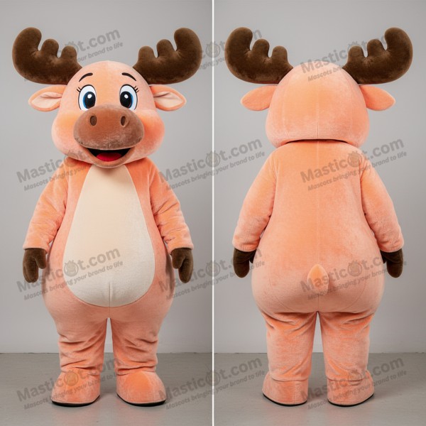 Peach Velvet Quilted Moose Mascot - Masticot.com