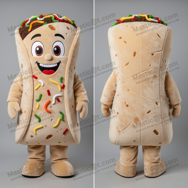 Beige Gevulde Cartoon Enchilada Mascotte - Masticot.com