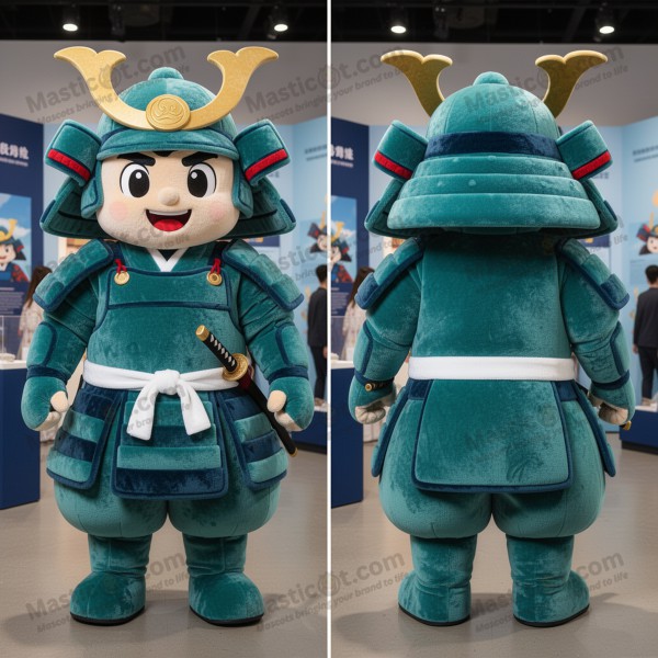 Teal padded samurai mascot - Masticot.com