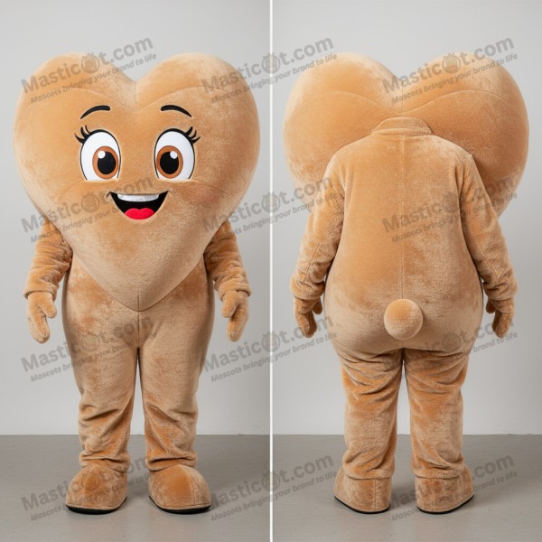 Hnědá plyšová maskot ve tvaru srdce z balonků - Masticot.com