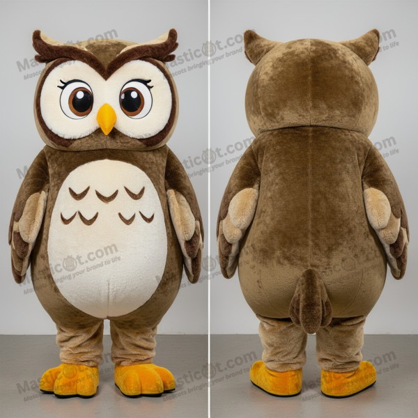 Olive green charming owl mascot - Masticot.com