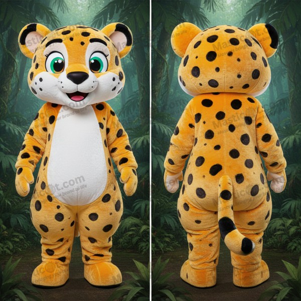 Golden Amber Cartoon Cheetah Mascot - Masticot.com