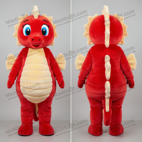 Crimson red rounded seahorse mascot - Masticot.com