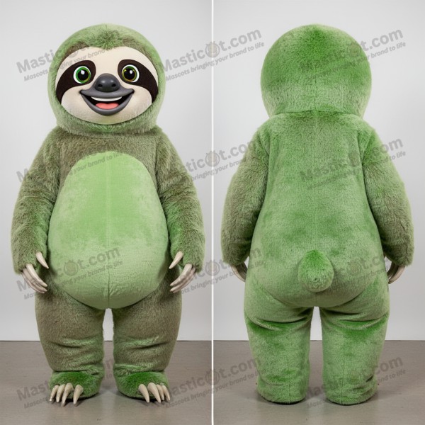 Emerald green cuddly giant sloth mascot - Masticot.com