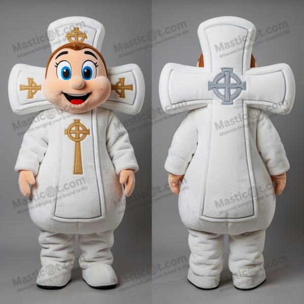 White padded celtic cross mascot - Masticot.com
