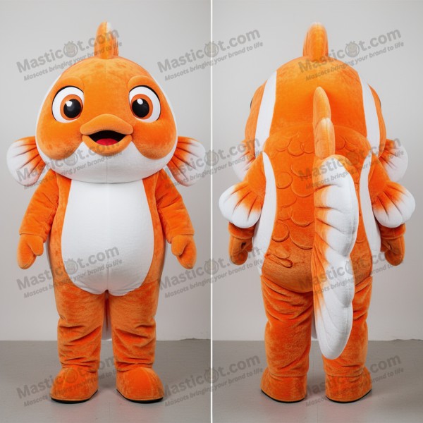 Rust orange wide eyed goldfish mascot - Masticot.com