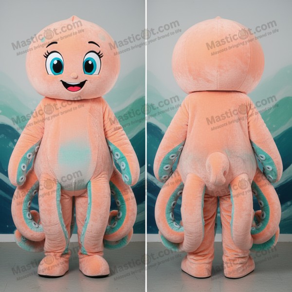 Peach Velvety Cartoon Octopus Mascot - Masticot.com