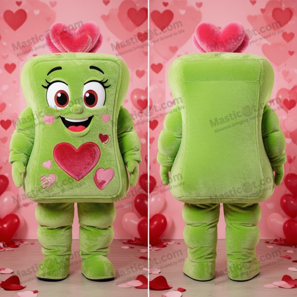 Lime green rounded candy box mascot - Masticot.com