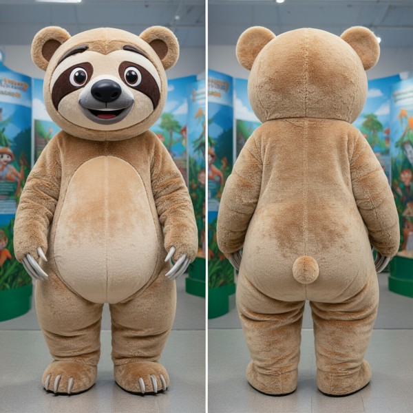 Brun, myk dovendyr-bjørn maskot - Masticot.com