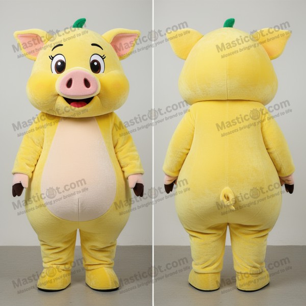 Lemon yellow playful sow mascot - Masticot.com