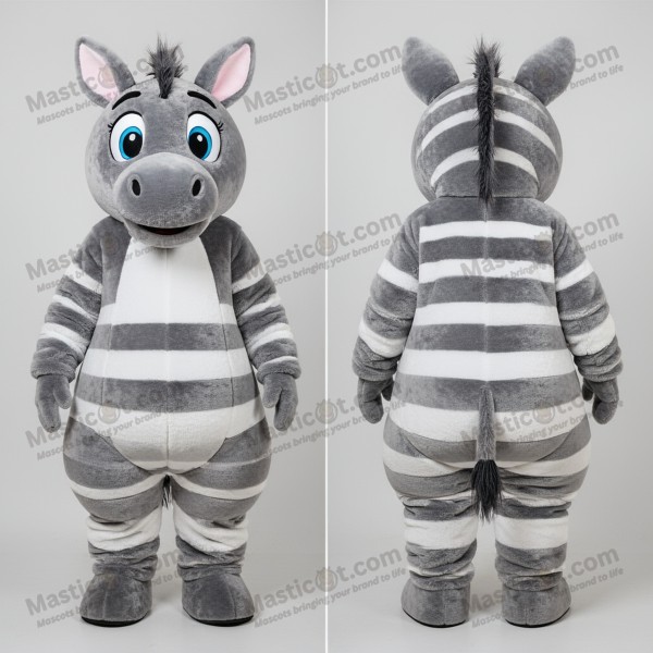 Gray white striped quagga mascot - Masticot.com