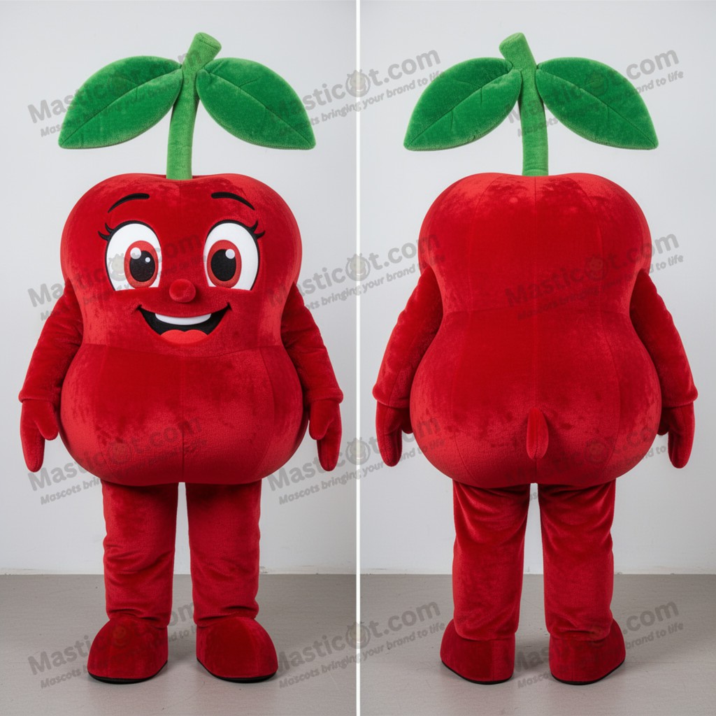 Velvety red plump cherry mascot - Masticot.com