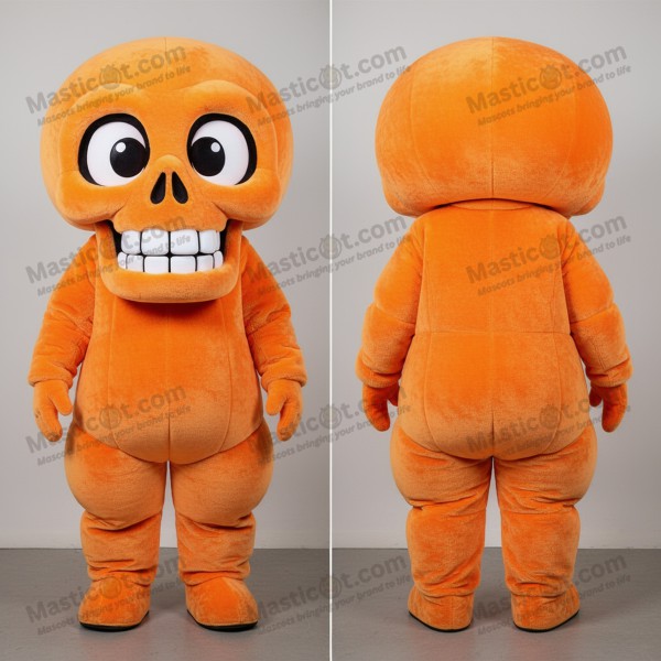 Vibrant Orange Cartoon Skull Mascot - Masticot.com