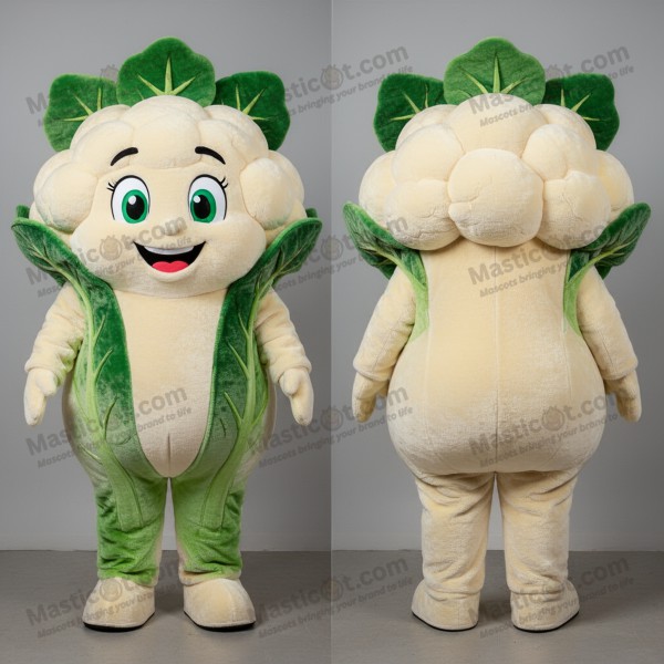 Cream white rounded cauliflower mascot - Masticot.com