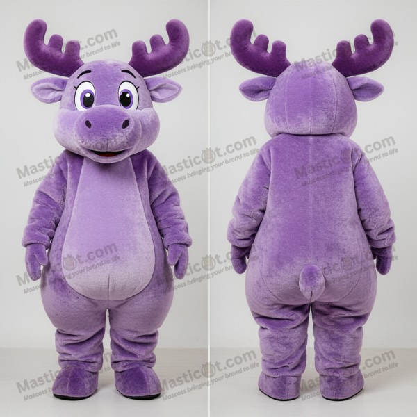 Mascota de Alce de Peluche Animada en Color Lavanda -