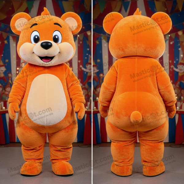 Rust orange wide eyed bear mascot - Masticot.com