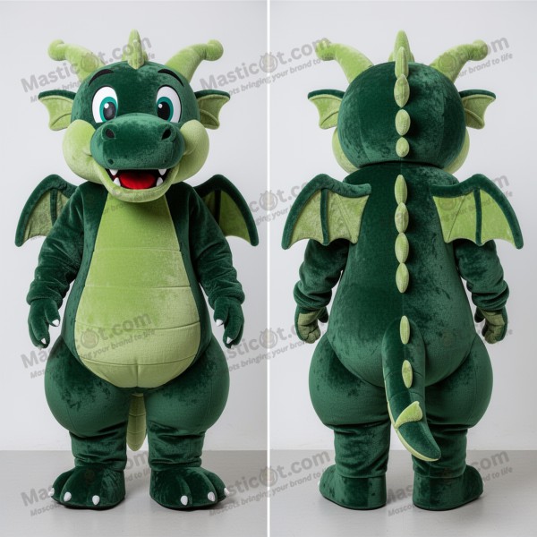 Forest green billowy skirt dragon mascot - Masticot.com