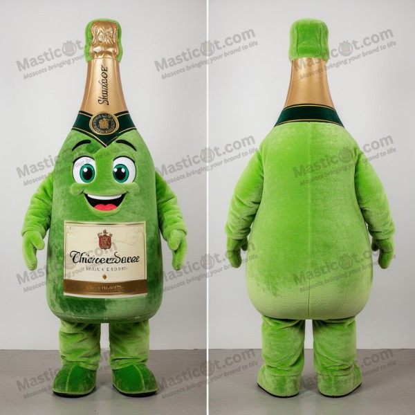 Limegrøn boblet champagne-maskot - Masticot.com