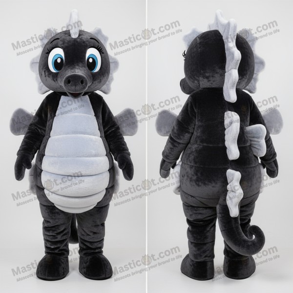 Ebony black rounded seahorse mascot - Masticot.com