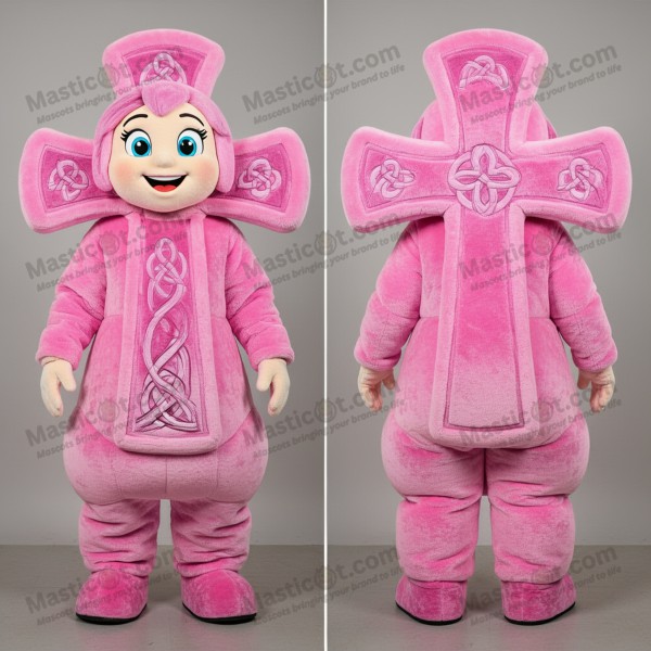 Pink rounded celtic cross mascot - Masticot.com