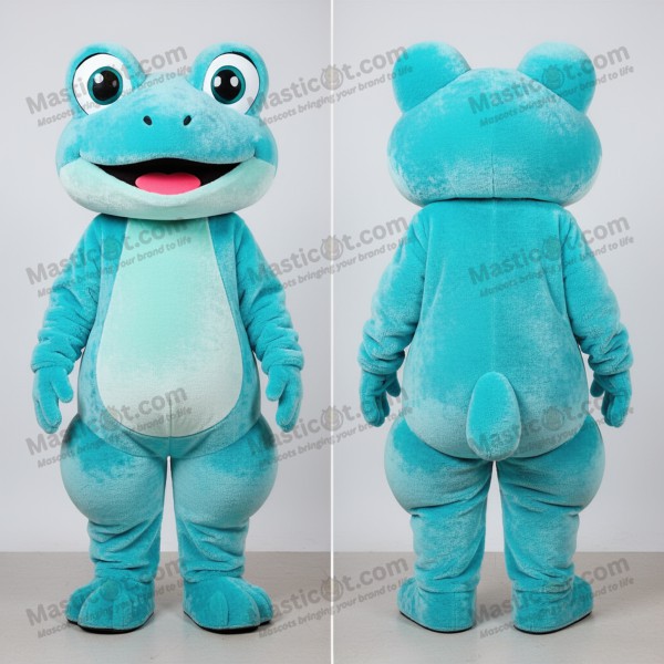 Cyan leaping frog mascot - Masticot.com