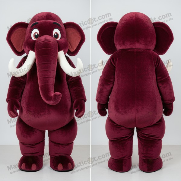 Maroon Cartoon Mammoth Mascot - Masticot.com