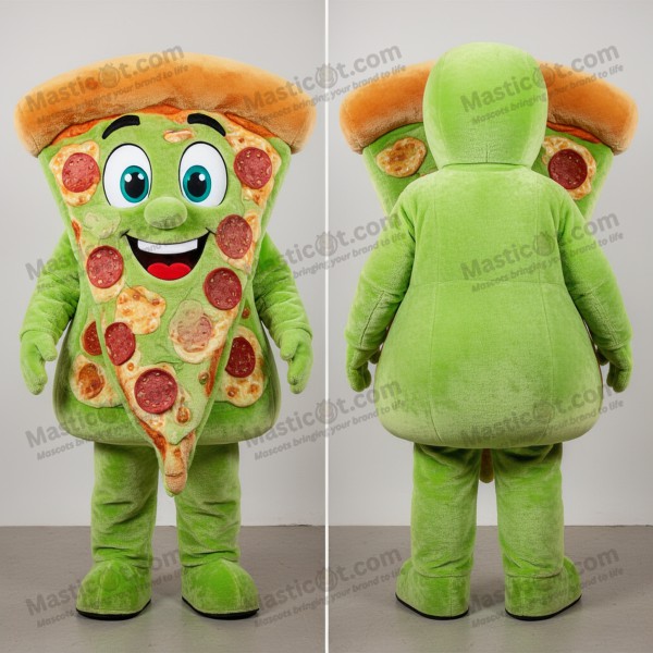 Lime Green Doughy Pizza Mascot - Masticot.com