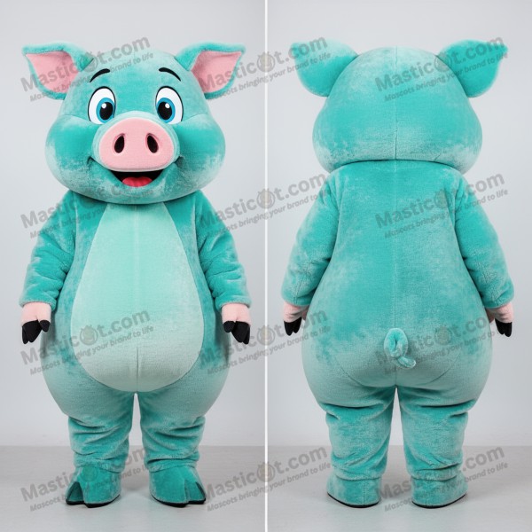Turquoise Cartoon Sow Mascot - Masticot.com
