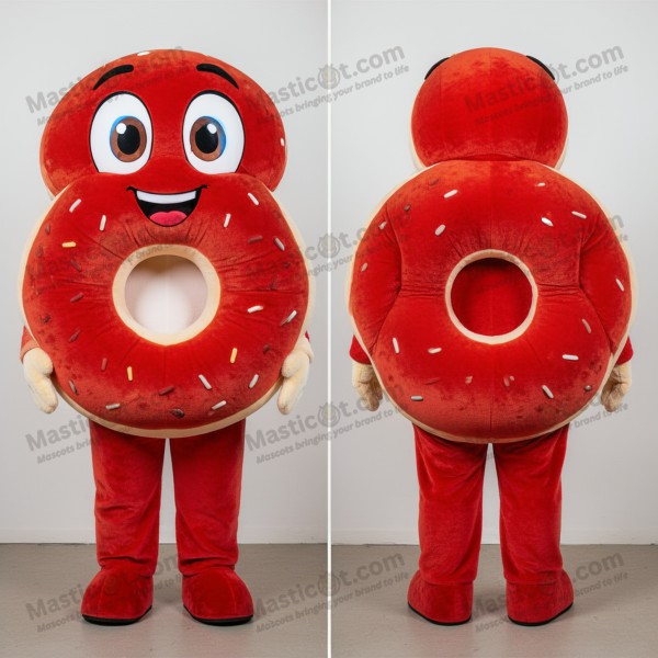 Karmozijnrode fluwelen bagel mascotte - Masticot.com