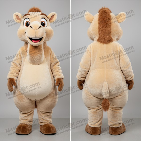 Cream velvety camel mascot - Masticot.com