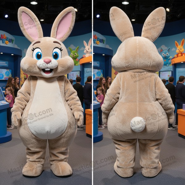 Beige velvety rabbit mascot - Masticot.com