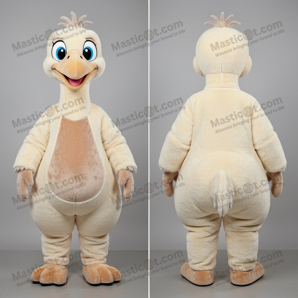 Cream colored fluffy emu mascot - Masticot.com