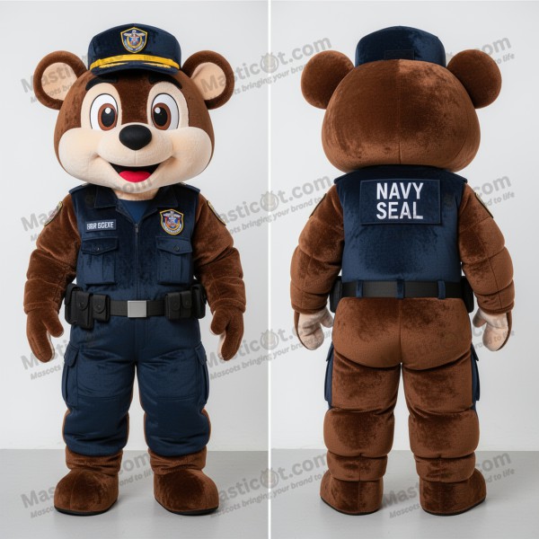 Brown brave navy seal mascot - Masticot.com