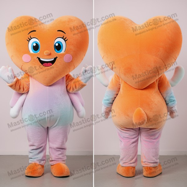 Vibrantní oranžové kulaté srdcovité balónkové maskot -