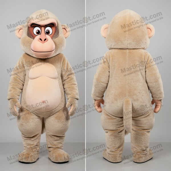 Beige velvety baboon mascot - Masticot.com