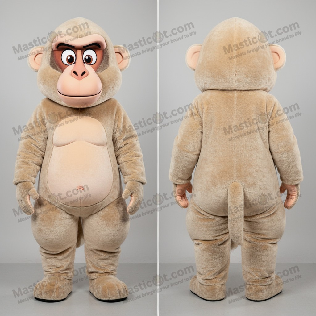 Beige velvety baboon mascot - Masticot.com