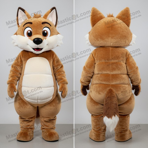 Tan Forest Wolf Mascot with Cushioned Plush Padding -