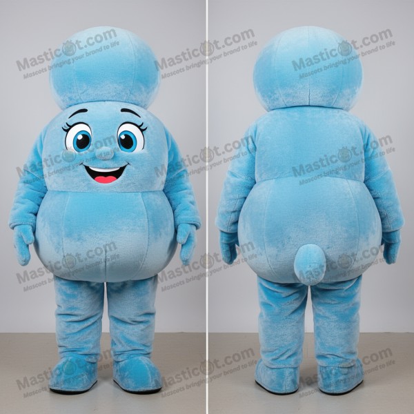 Sky Blue Plush Candy Mascot with Flannel Shirt and Scarves