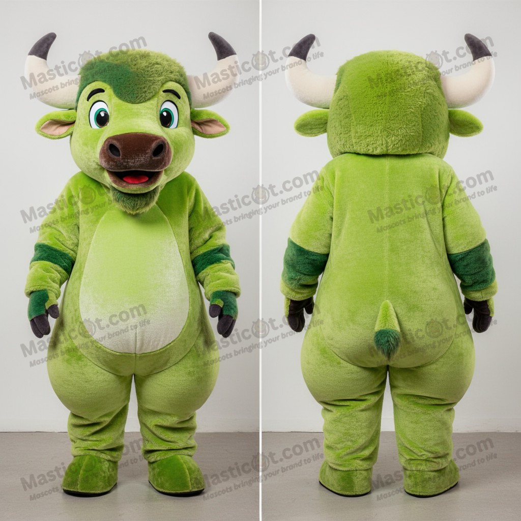 Lime Green Velvety Bison Mascot - Masticot.com