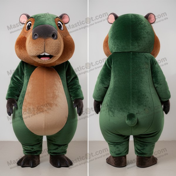 Velvety green gentle capybara mascot - Masticot.com