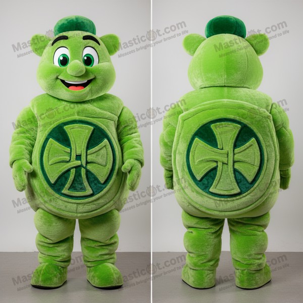 Lime green padded celtic shield mascot - Masticot.com