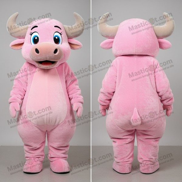 Flauschiger rosé Büffel-Maskottchen - Masticot.com