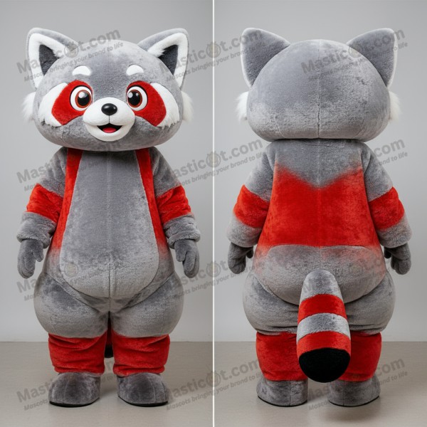Silver Plush Cartoon Red Panda Mascot - Masticot.com