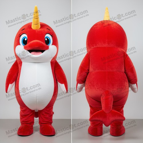 Karmosin Tecknad Narval Maskot - Narval - MASTICOT_8218 - Masticot.com